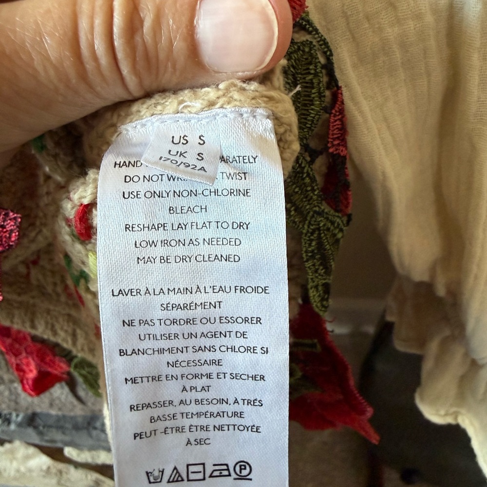 Free People Cream and Red Strawberry Knit top - Picture 6 of 14